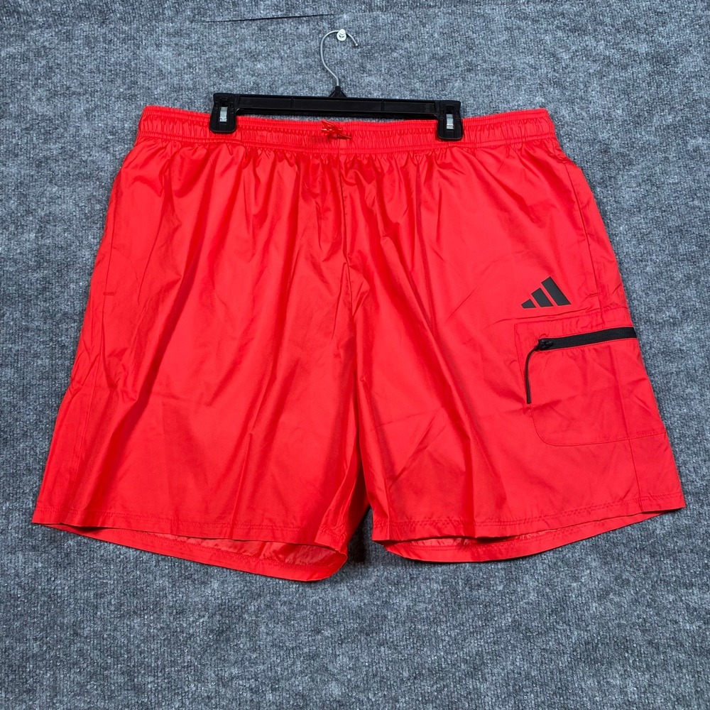 Adidas Mens Multi Sport Shorts Pure Ruby Red Zipper Cargo Pocket JF3281 2XL NEW